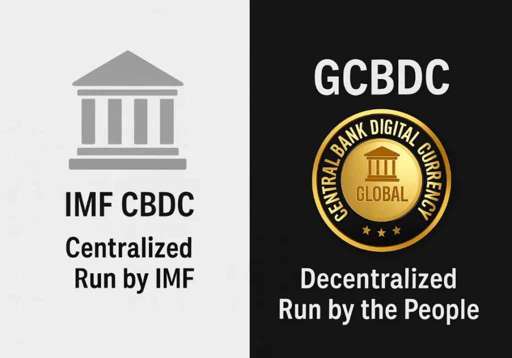 IMF Central Bank Digital Currency (CBDC) vs. Global Central Bank Digital Currency (GCBDC)